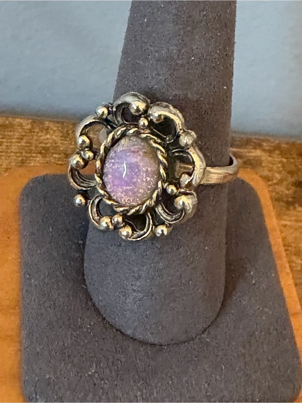 Vintage Sarah Coventry Contessa Brooch Ring Set Faux Opal Rhinestone 1975